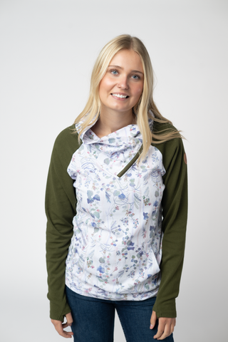 IN STOCK Classic Zoey ZipCowl Sweatshirt - Olive Meadow and Olive