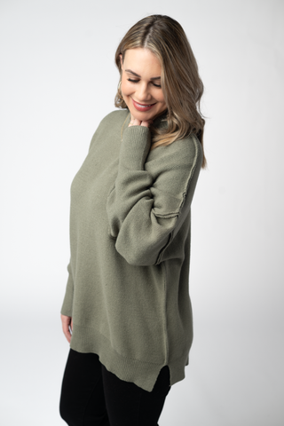 IN STOCK Aurora Cozy Sweater - Light Olive
