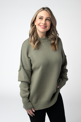 IN STOCK Aurora Cozy Sweater - Light Olive