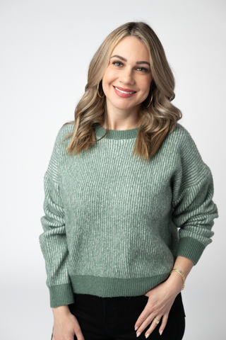 IN STOCK Josie Cozy Crew Sweater - Sage