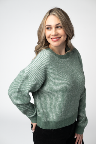 IN STOCK Josie Cozy Crew Sweater - Sage