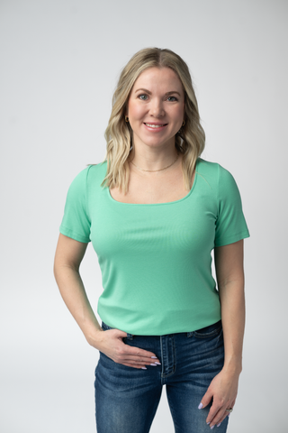 IN STOCK Short Sleeve Alyssa Top - Aquamarine FINAL SALE