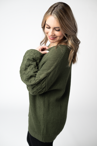 IN STOCK Talina Textured Sweater - Olive