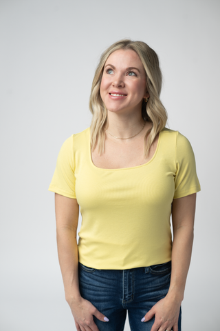 IN STOCK Short Sleeve Alyssa Top - Yellow FINAL SALE