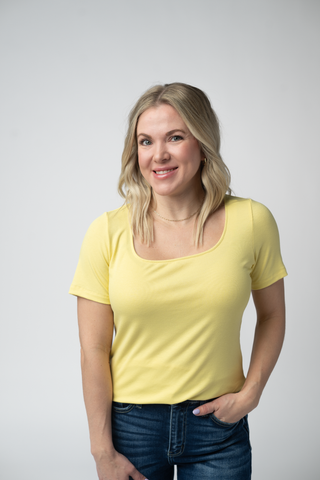 IN STOCK Short Sleeve Alyssa Top - Yellow FINAL SALE