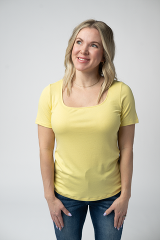 IN STOCK Short Sleeve Alyssa Top - Yellow FINAL SALE