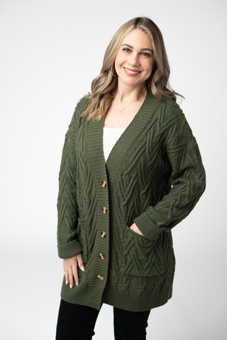 IN STOCK Brooks Button Sweater Cardigan - Olive