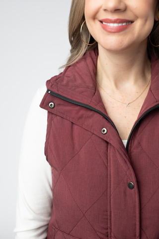 09.09 EN ROUTE Remy Zip Up Vest - Burgundy