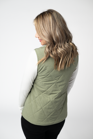 IN STOCK Remy Zip Up Vest - Dark Sage