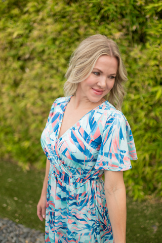 IN STOCK Millie Maxi Dress - Abstract Aqua Breeze FINAL SALE