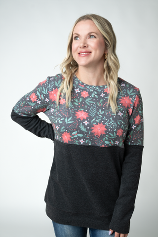 IN STOCK Natalie Pullover - Poinsettia Nights