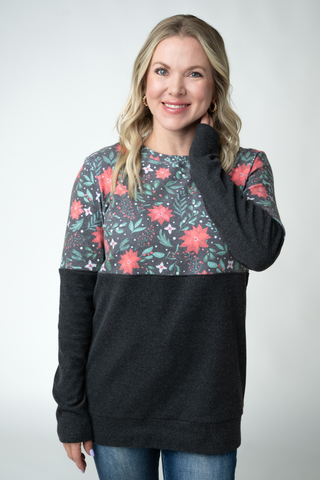 IN STOCK Natalie Pullover - Poinsettia Nights