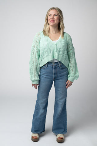 IN STOCK Callie Cropped Cardigan - Mint