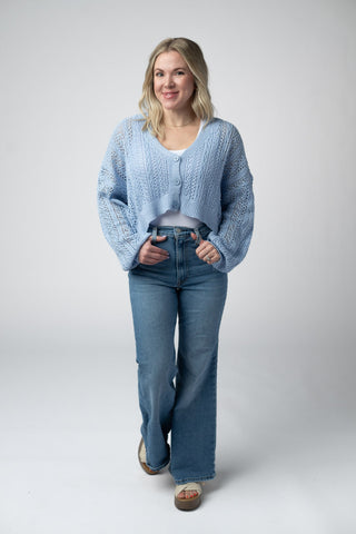 IN STOCK Callie Cropped Cardigan - Sky Blue FINAL SALE