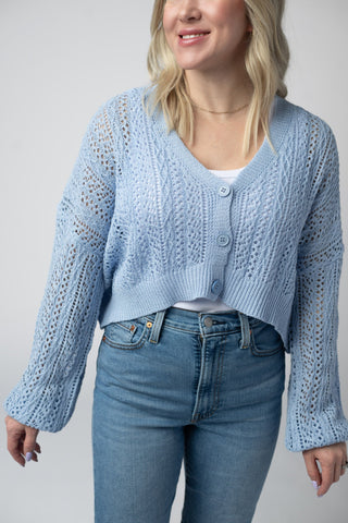 IN STOCK Callie Cropped Cardigan - Sky Blue FINAL SALE