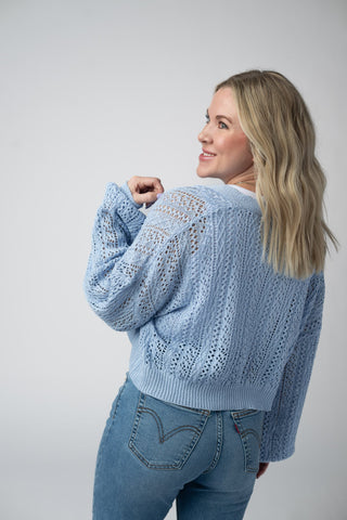 IN STOCK Callie Cropped Cardigan - Sky Blue FINAL SALE