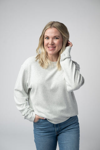 IN STOCK Corrine Ribbed Pullover Top - Light Grey