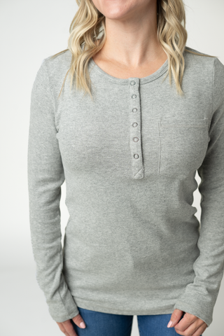 IN STOCK Georgia Long Sleeve Top - Light Grey