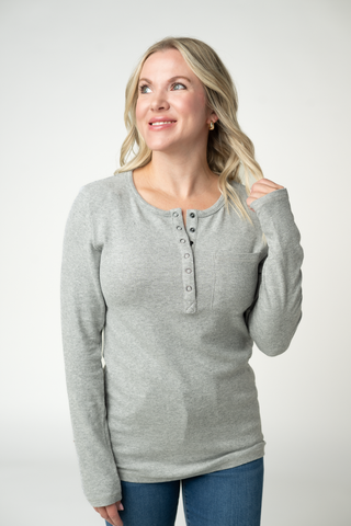 IN STOCK Georgia Long Sleeve Top - Light Grey
