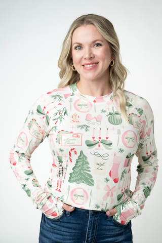 IN STOCK Blair Long Sleeve Top - Pink Pine Noel