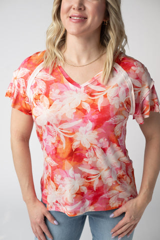 IN STOCK Raelynn V-Neck Top - Sunset Tropical Floral