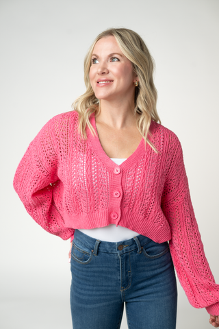 IN STOCK Callie Cropped Cardigan - Pink FINAL SALE