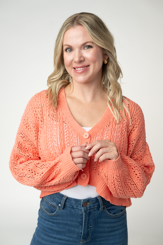 IN STOCK Callie Cropped Cardigan - Melon FINAL SALE