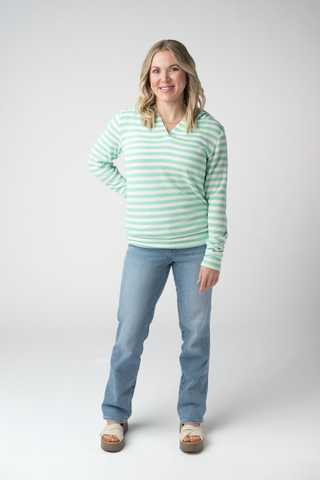 IN STOCK Amelia Striped Hoodie - Green FINAL SALE