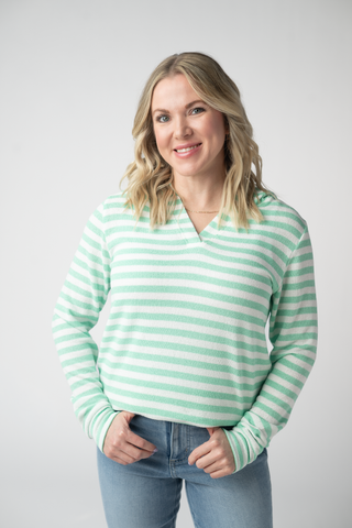 IN STOCK Amelia Striped Hoodie - Green FINAL SALE