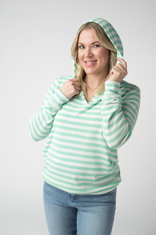 IN STOCK Amelia Striped Hoodie - Green FINAL SALE