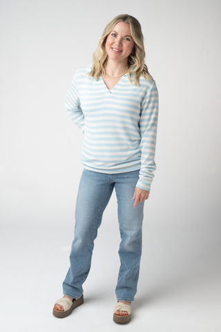 IN STOCK Amelia Striped Hoodie - Sky Blue FINAL SALE