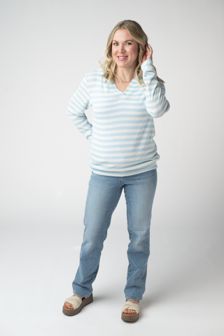 IN STOCK Amelia Striped Hoodie - Sky Blue FINAL SALE