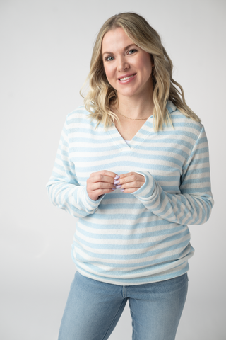 IN STOCK Amelia Striped Hoodie - Sky Blue FINAL SALE