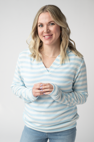 IN STOCK Amelia Striped Hoodie - Sky Blue FINAL SALE