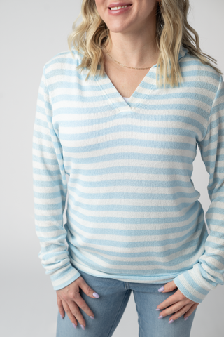 IN STOCK Amelia Striped Hoodie - Sky Blue FINAL SALE