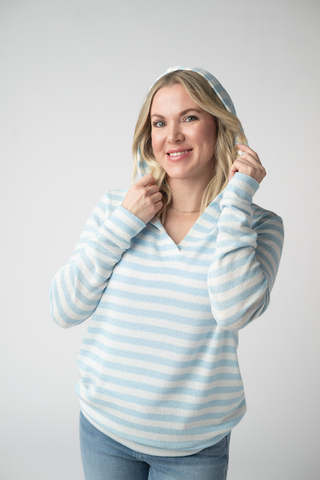 IN STOCK Amelia Striped Hoodie - Sky Blue FINAL SALE