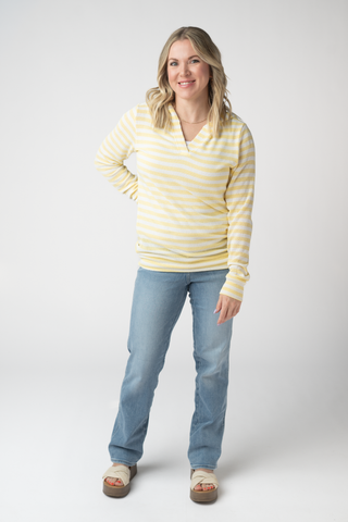 IN STOCK Amelia Striped Hoodie - Lemon FINAL SALE