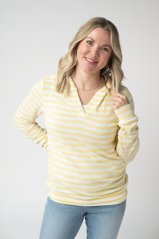 IN STOCK Amelia Striped Hoodie - Lemon FINAL SALE