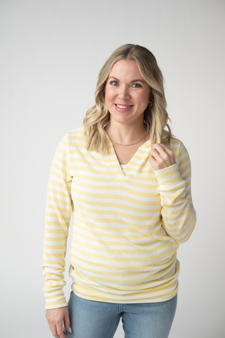 IN STOCK Amelia Striped Hoodie - Lemon FINAL SALE