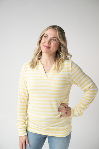 IN STOCK Amelia Striped Hoodie - Lemon FINAL SALE