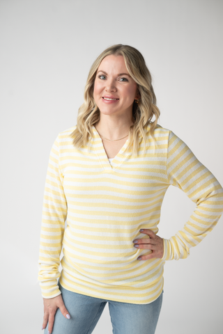 IN STOCK Amelia Striped Hoodie - Lemon FINAL SALE
