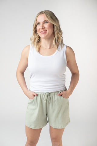 IN STOCK Candice Crinkle Shorts - Light Green