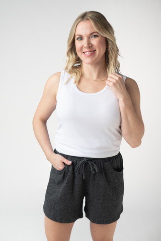 IN STOCK Candice Crinkle Shorts - Charcoal