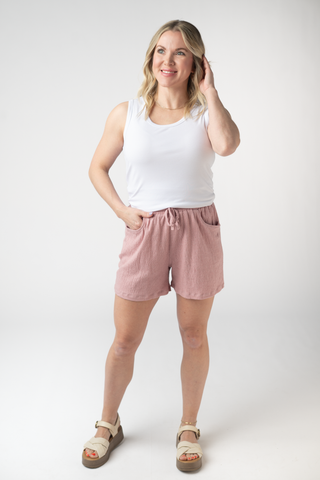 IN STOCK Candice Crinkle Shorts - Dusty Rose