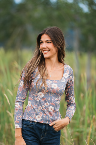 IN STOCK Alyssa Long Sleeve Top - Blushwood Floral