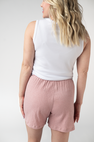 IN STOCK Candice Crinkle Shorts - Dusty Rose