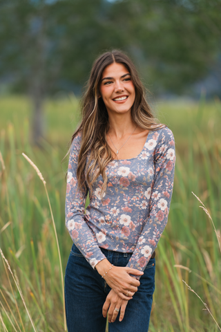 IN STOCK Alyssa Long Sleeve Top - Blushwood Floral