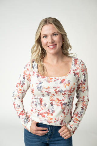 IN STOCK Alyssa Long Sleeve Top - Autumn Watercolor