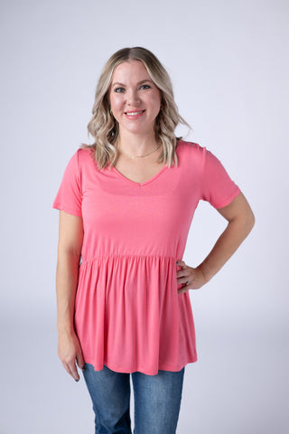 IN STOCK Sarah Ruffle Short Sleeve - Sun Kissed Coral FINAL SALE