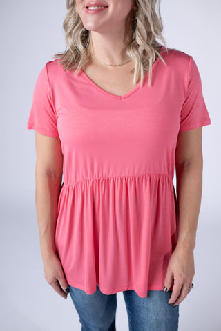 IN STOCK Sarah Ruffle Short Sleeve - Sun Kissed Coral FINAL SALE